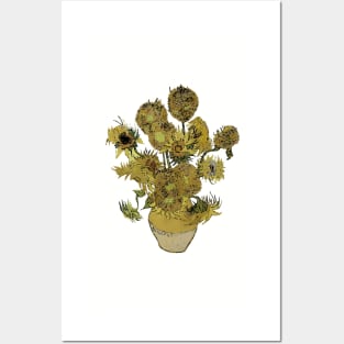 Van Gogh Sunflowers Grunged Posters and Art